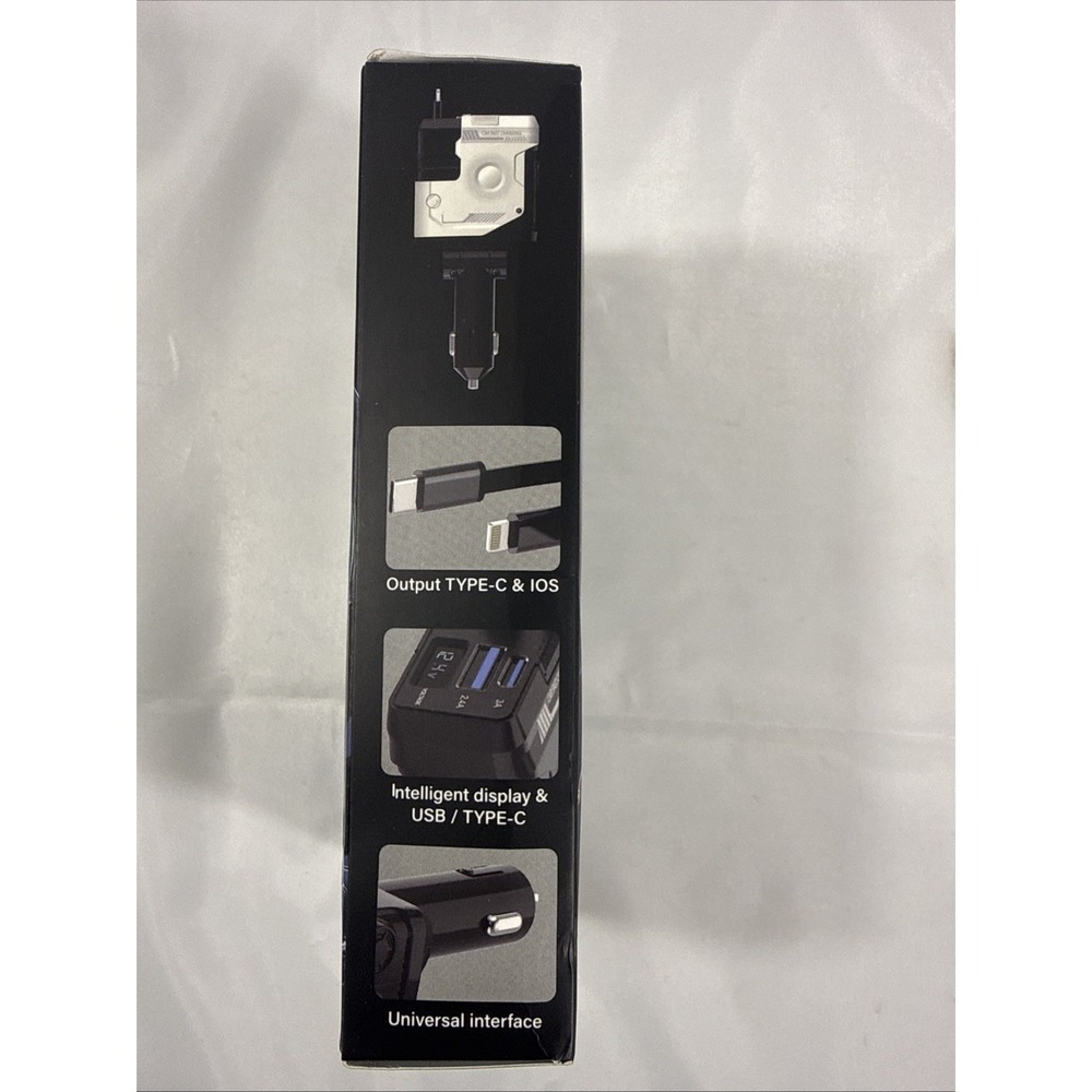 4 in 1 Fast Car Phone Charger 66W, Retractable Cable and USB Car Charger - Picture 4 of 6